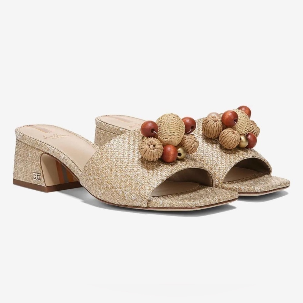 Sam Edelman Weston Eggshell Weave Block Heel Slide Sandal - NWT